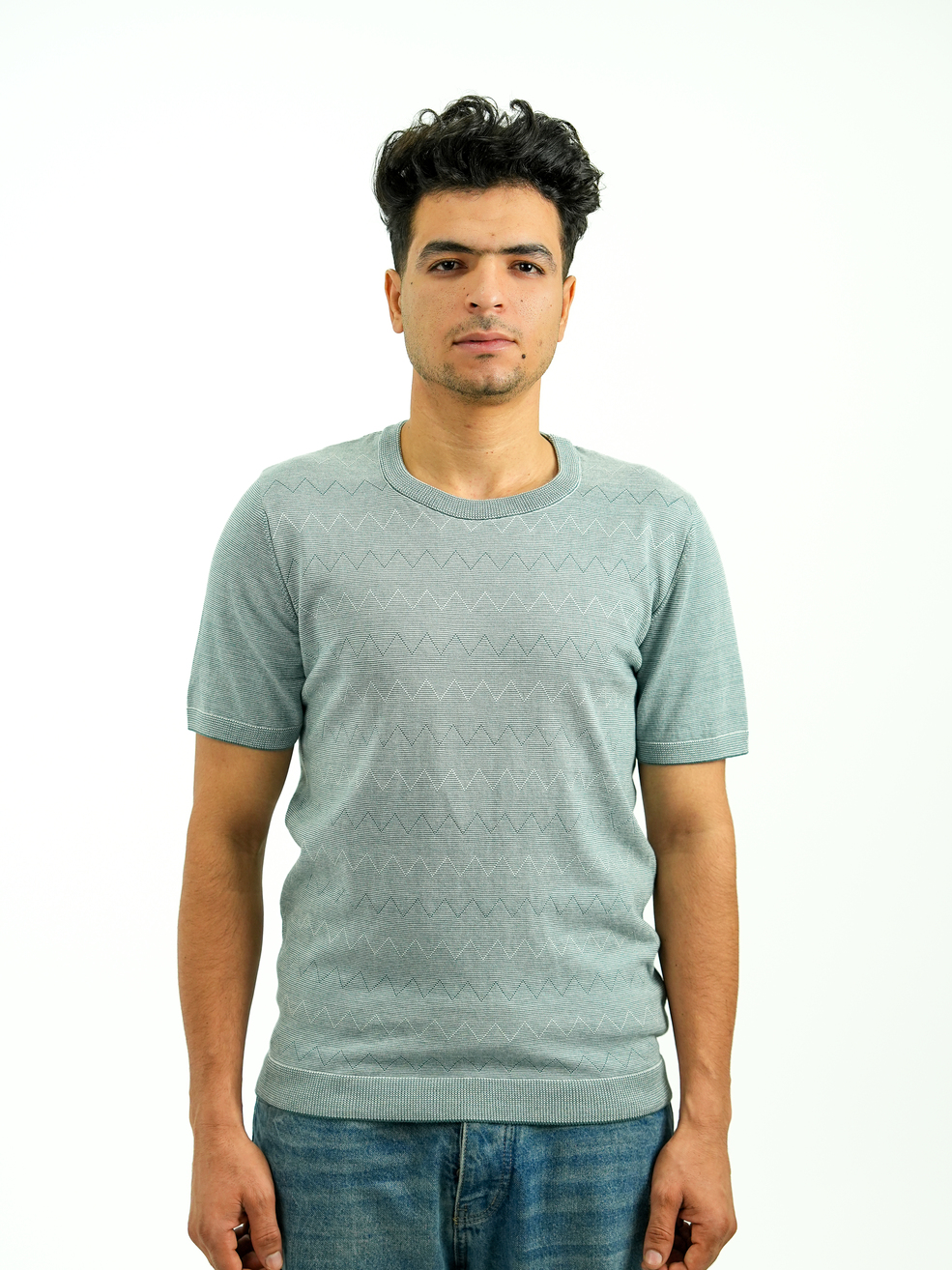 Zigzag Jacquard Knit T-Shirt - Image 7