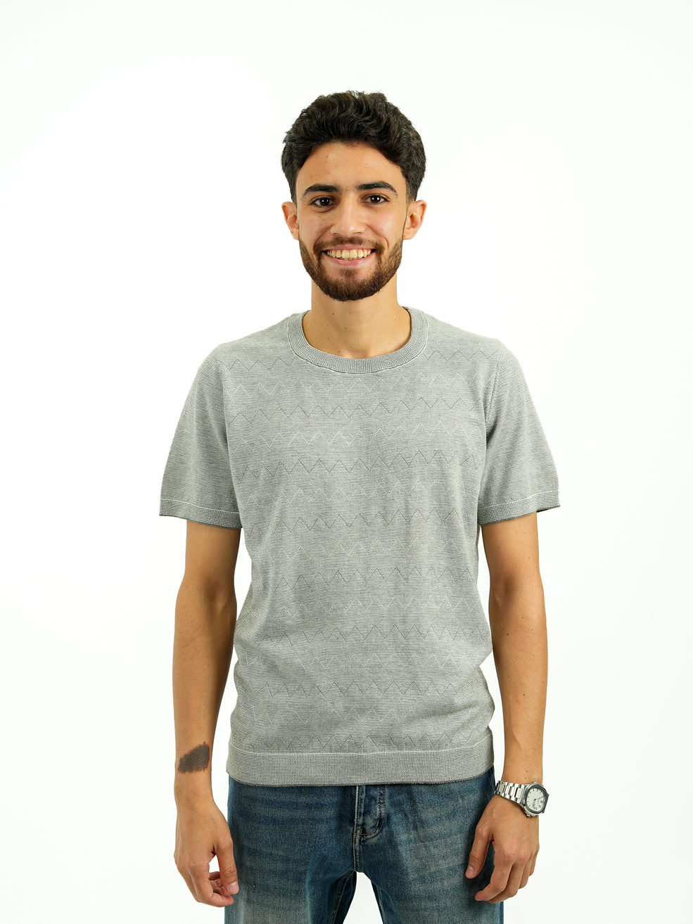 Zigzag Jacquard Knit T-Shirt - Image 4